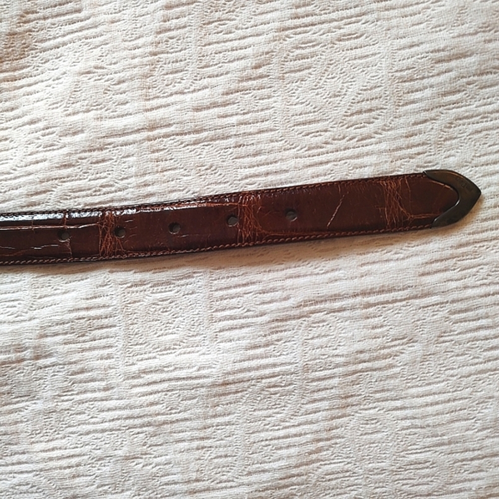 VTG Ralph Lauren Genuine Alligator Belt Sterling Silver 1985 Brown 26 - Picture 14 of 16